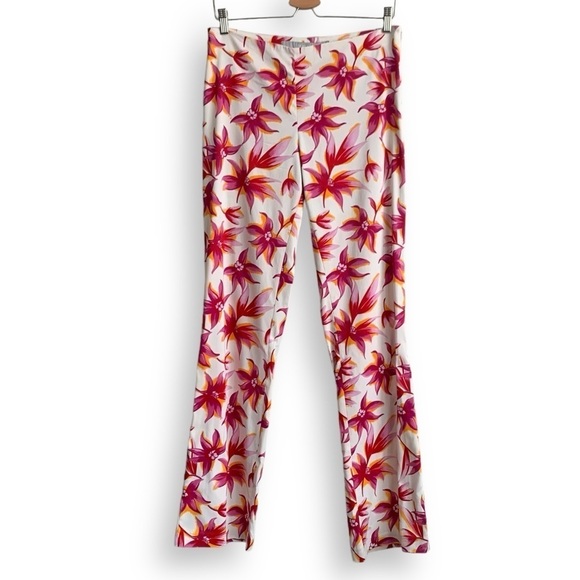 Versace Pants Floral High Rise Designer Satin Bootcut Flare Pants